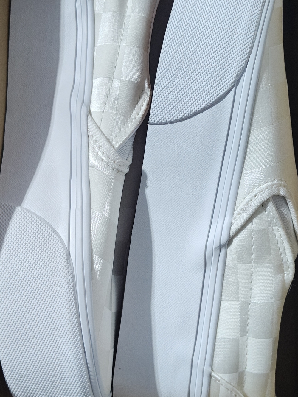 Vans Satin Checkerboard White Slip-On